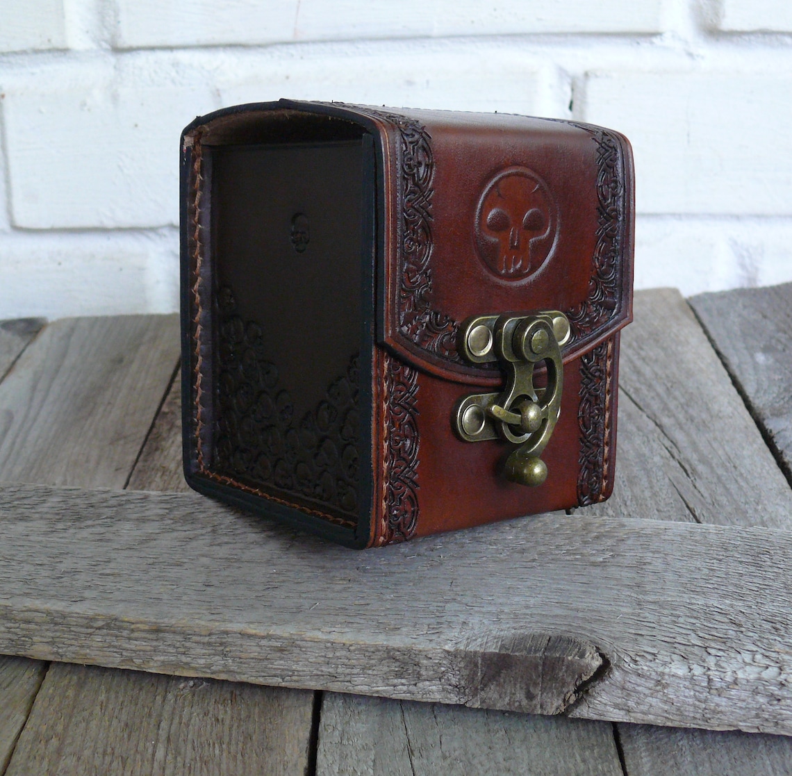 MTG Deck Box Leather Deck Box in 100 Sleeves Cards Magic Etsy