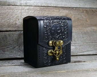 Handmade Leather Deck Box: MTG Card Case for 100 Sleeved Cards