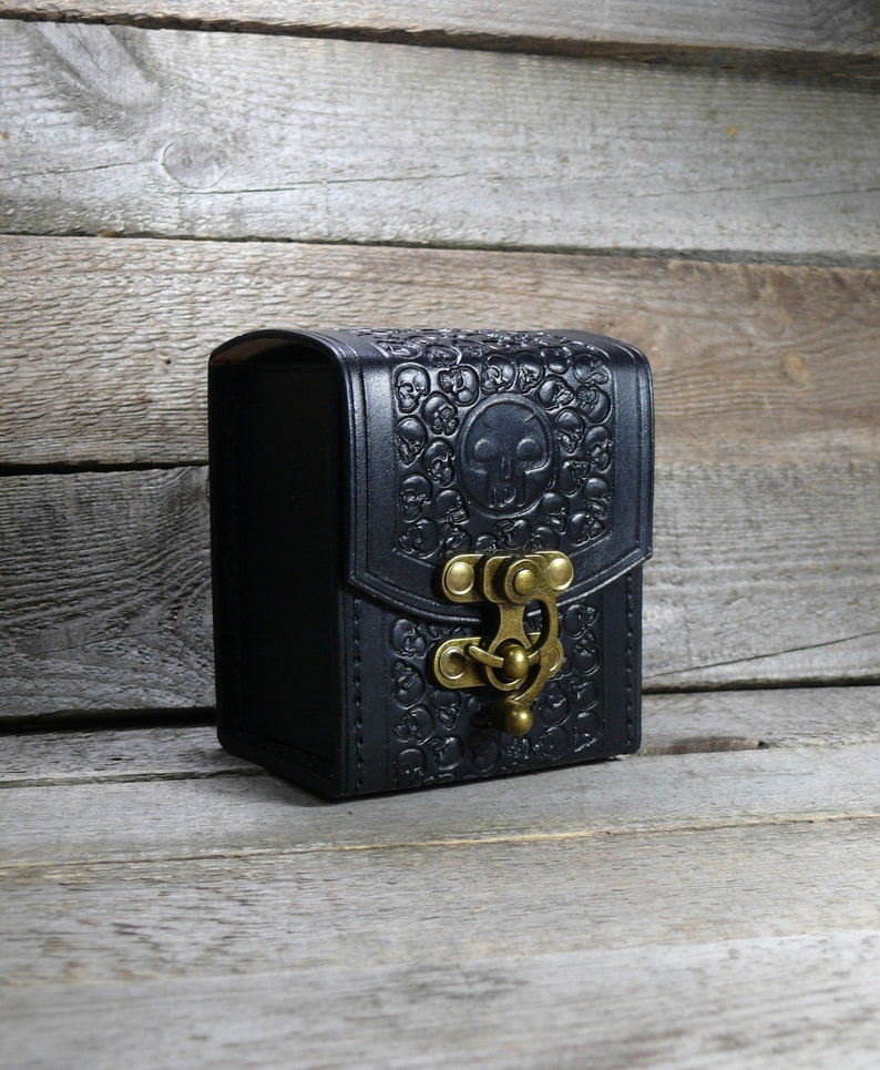 MTG Deck Box Black Leather Deck Box for 100 Sleeves Magic Etsy