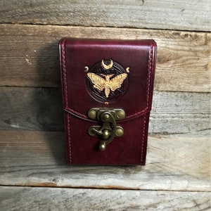 Oxblood Tarot deck box Bordo Tarot bag Original Rider Waite Tarot leather case Leather pouch Divination tools Tarot Card holder Leather bag