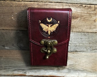 Oxblood Tarot deck box Bordo Tarot bag Original Rider Waite Tarot leather case Leather pouch Divination tools Tarot Card holder Leather bag