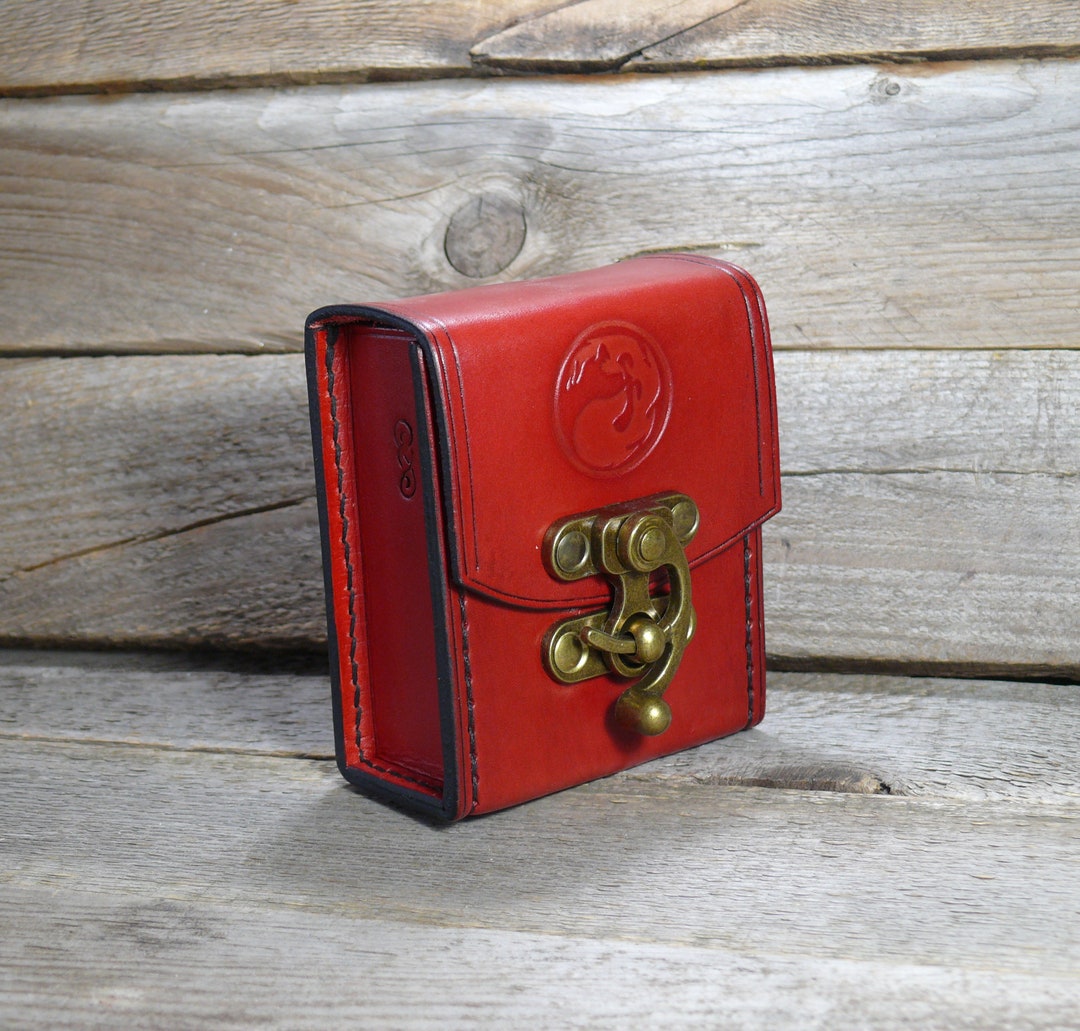Game Deck Box leather Deck Box in 75 Sleeves Cards magic Etsy