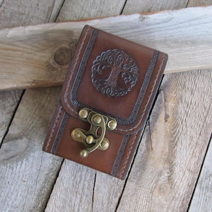 Tree of Life Tarot Leather Brown Deck box Tarot bag Original Rider Waite Tarot leather case Tarot Card holder Leather bag Tarot card holder