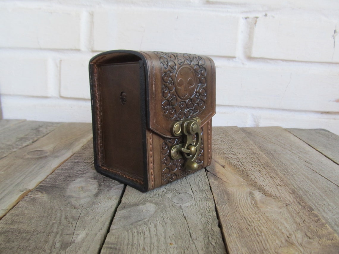MTG Deck Box Brown Leather Deck Box in 100 Sleeves Cards Etsy