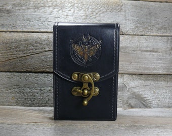 Black Tarot deck box Tarot bag Original Rider Waite Tarot leather case Leather pouch Divination tools Tarot Card holder Leather bag