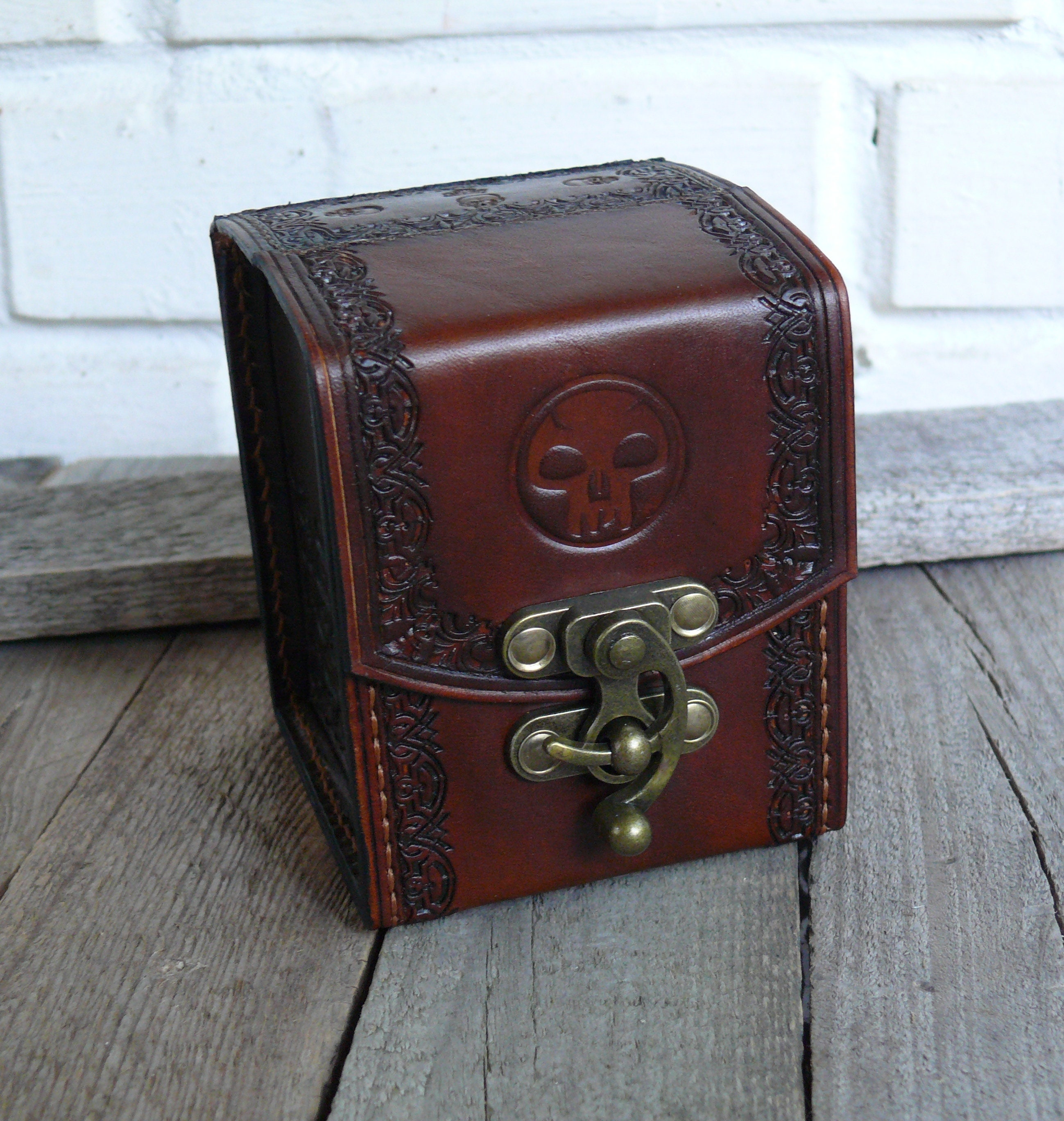 MTG Deck Box Leather Deck Box in 100 Sleeves Cards Magic Etsy