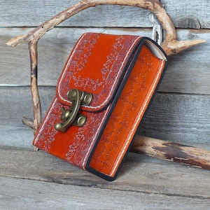 Orange Tarot deck box Tarot bag Original Rider Waite Tarot leather case Leather pouch Divination tools Tarot Card holder Leather bag