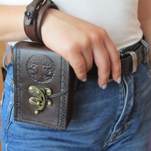 Tree of Life Leather Tarot Deck Box with Belt Loops