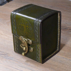 Leather Deck Box for MTG game ,Game Deck Box ,In 100 Sleeved Cards ,Commander deck box ,Card Case ,Magic Deck Box image 2