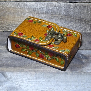 Jeu de tarot la rose beige, cuir de tarot, sac de tarot, étui en cuir de tarot, pochette en cuir, porte-cartes de tarot, sac en cuir