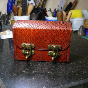 Handmade Leather Double Deck Box: MTG Card Case
