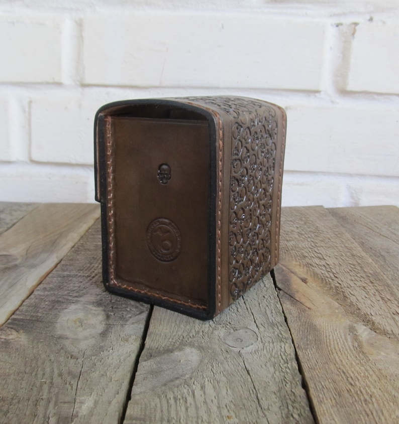 MTG Deck Box Brown Leather Deck Box in 100 Sleeves Cards Etsy