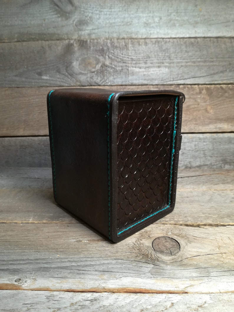 Leather Deck Box for MTG game ,Game Deck Box ,In 100 Sleeved Cards ,Commander deck box ,Card Case ,Magic Deck Box image 5