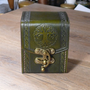 Leather Deck Box for MTG game ,Game Deck Box ,In 100 Sleeved Cards ,Commander deck box ,Card Case ,Magic Deck Box image 1