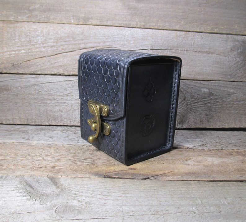 MTG Deck Box Black Dragon MTG Leather Deck Box in 100 Etsy
