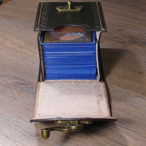 Leather Deck Box for MTG game ,Game Deck Box ,In 100 Sleeved Cards ,Commander deck box ,Card Case ,Magic Deck Box image 4