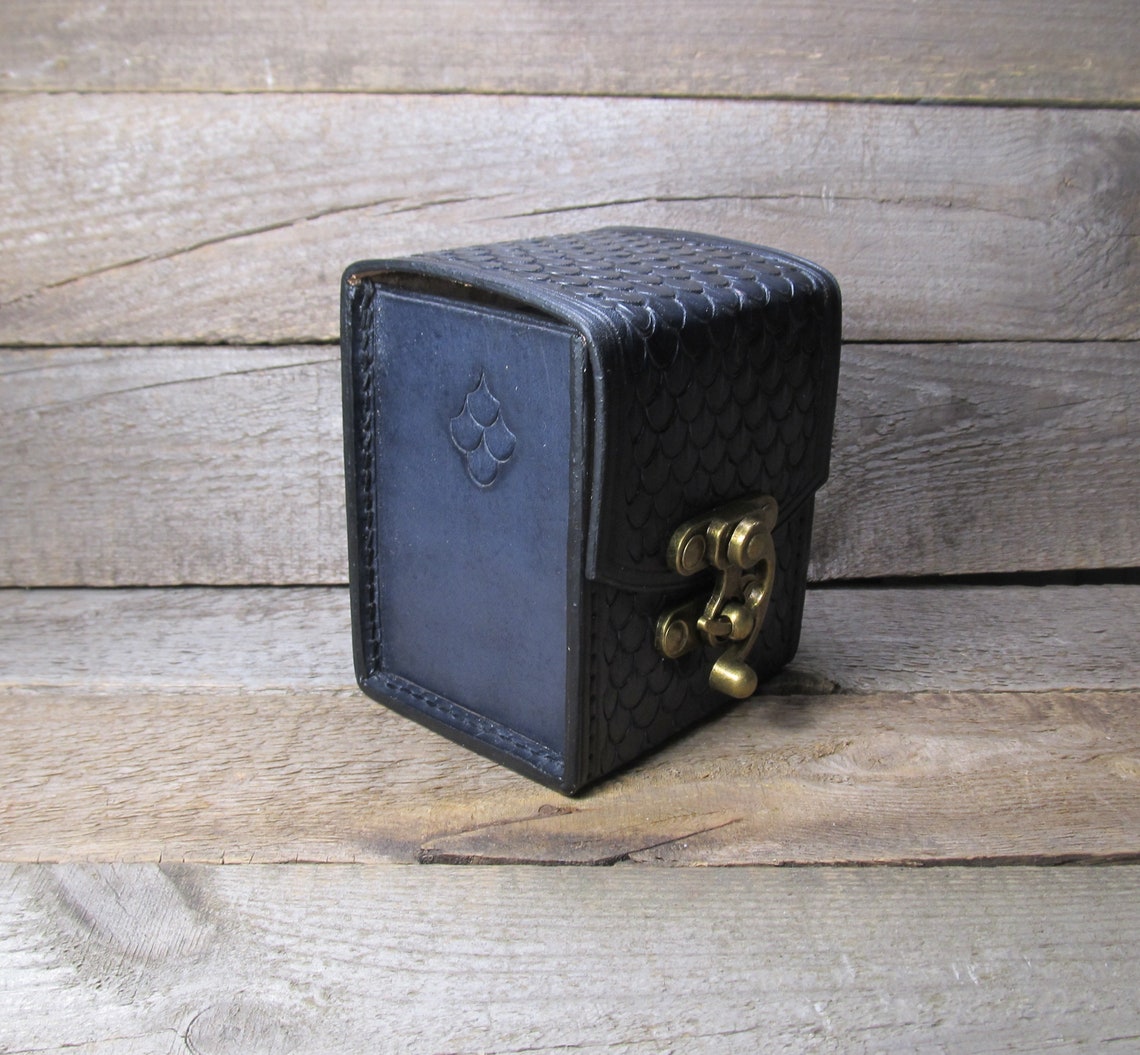 MTG Deck Box Black Dragon MTG Leather Deck Box in 100 Etsy