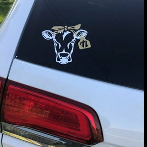 Bandana Cow Car Decal | Car Sticker | Heifer | Car Accessories | Ear Tag | Monogrammed | Personalized | Car Decal | Animal Sticker