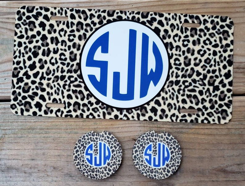 Black Animal Print License Plate Frame Leopard Botswana