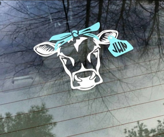 Cow with Bandana Country Vinyl Decal Sticker for Car Tumbler Cup or Laptop Custom Sizes 