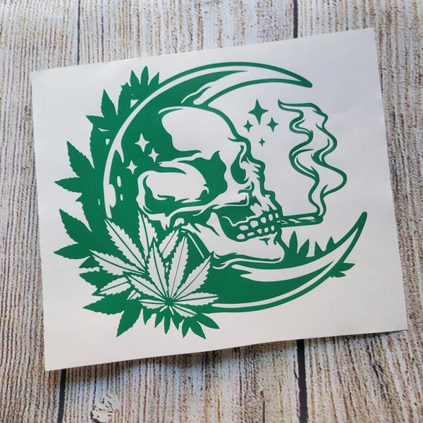 420 Skull Decal | Smoking Skull | Pot Head | Cannabis | Decal | Car Accessories | Sticker