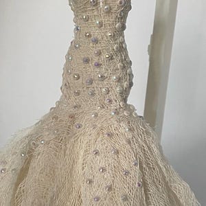 12th Scale Dolls House Miniature Wedding Dress Precious Ivory.