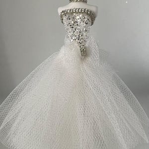 12th Scale Dolls House Miniature Wedding Gown Sparkles and Dreams.