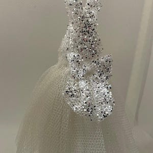 12th Scale Dolls House Miniature Wedding Gown Crystal Starlight .