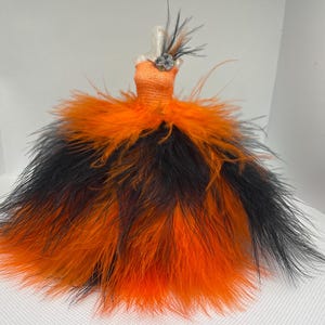 12th Scale Dolls House Miniature Happy Halloween gown.