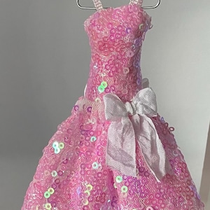 12th Scale Dolls House Miniature Gown Mermaid Shimmer Blush.