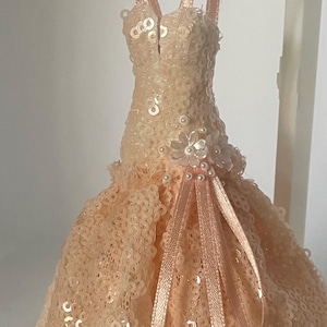 12th Scale Dolls House Miniature Gown Peachy Dream.