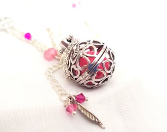 Bola de grossesse motif coeur- Bola maternité avec carillon rose et cristal Swarovski - Bola bébé boule sonore-accessoire cadeau maternité