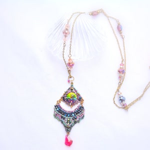 Pendentif en perles miniature cristal Collier pendentif perles miniatures Collier avec sautoir inspiration ethnique / boho/Chic/Hippie image 5