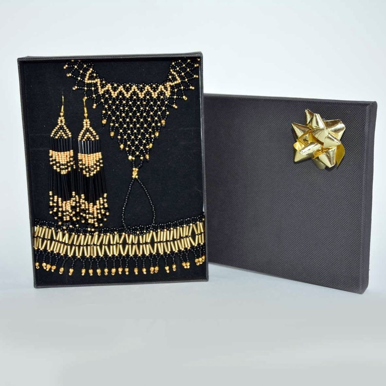 Collier ethnique à franges perlées, collier avec imprimé folklorique, art portable, collier native style boho boho, cadeau moderne pour elle image 3