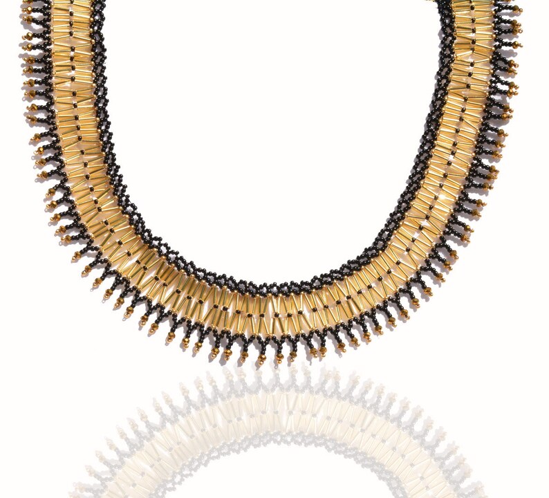 Collier ethnique à franges perlées, collier avec imprimé folklorique, art portable, collier native style boho boho, cadeau moderne pour elle image 5