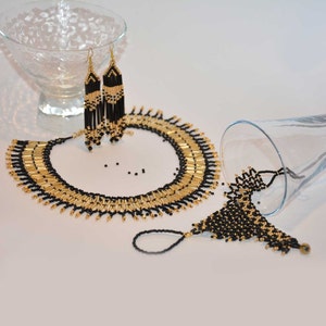 Collier ethnique à franges perlées, collier avec imprimé folklorique, art portable, collier native style boho boho, cadeau moderne pour elle image 7