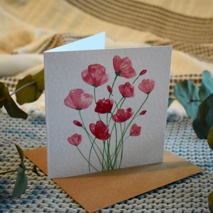 Roze waterkleur Bloemenbriefjekaart