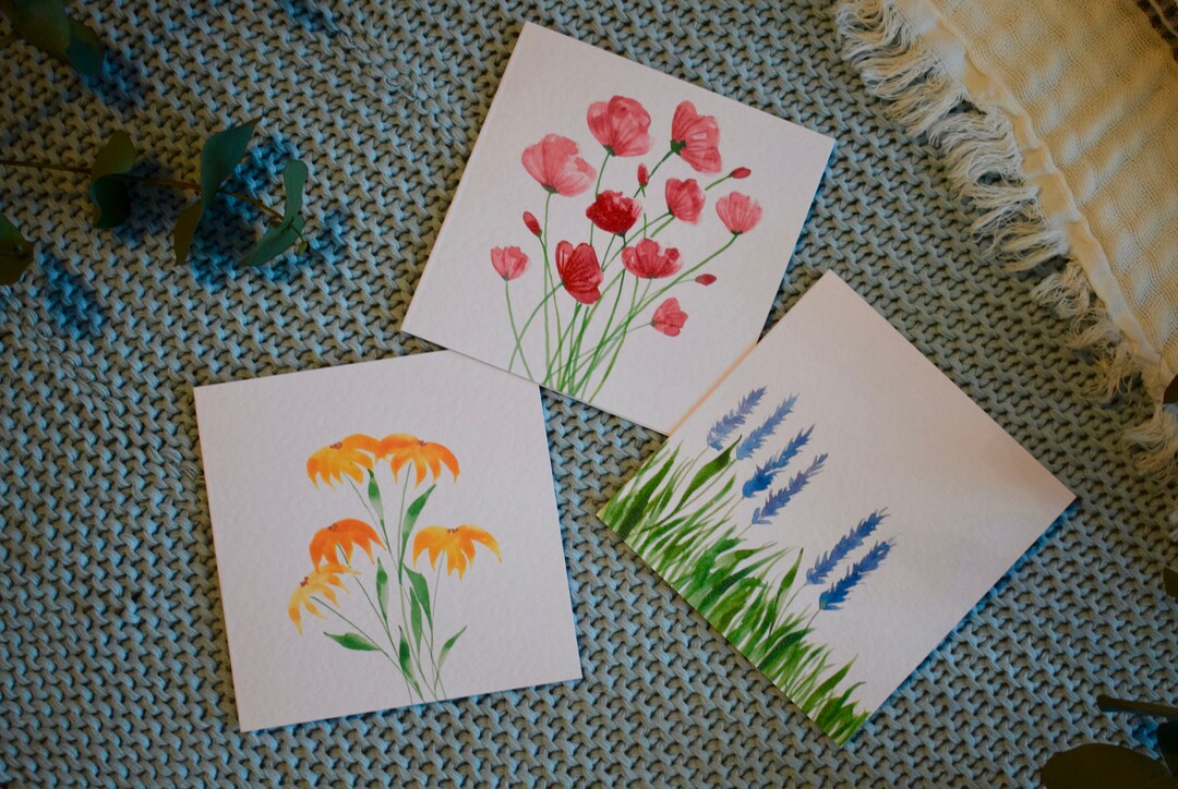 Set of 3 Watercolour Cards - Etsy