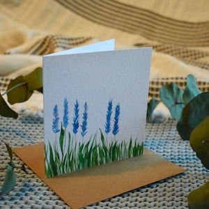 Tarjeta de nota floral color de agua de lavanda azul