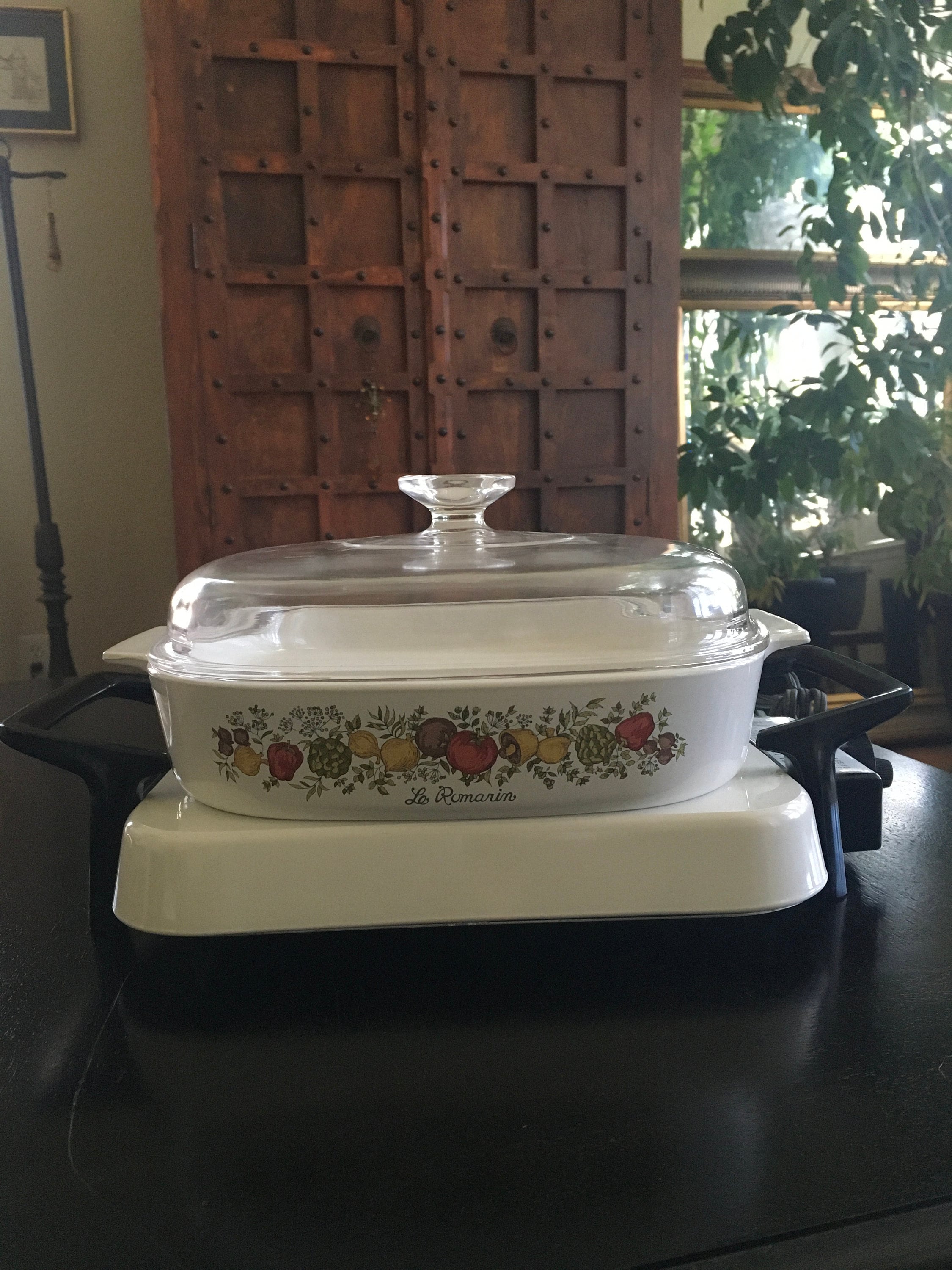 VTG Corning Ware Electromatic Skillet Electric Hot Plate Buffet Warmer &  Dish