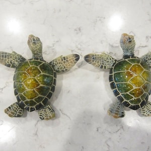 Green Sea Turtle Magnets for Fridge(2 pcs) Home decor/ Fine craft/ Perfect gift/