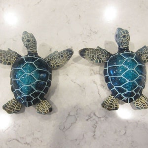 Blue Sea Turtle Magnets for Fridge (2 pcs) Home decor/ Fine craft/ Perfect gift/