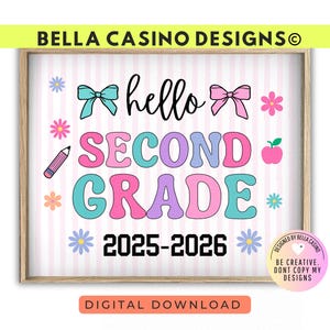 First Day of 2nd Grade Sign Printable - Digital Download