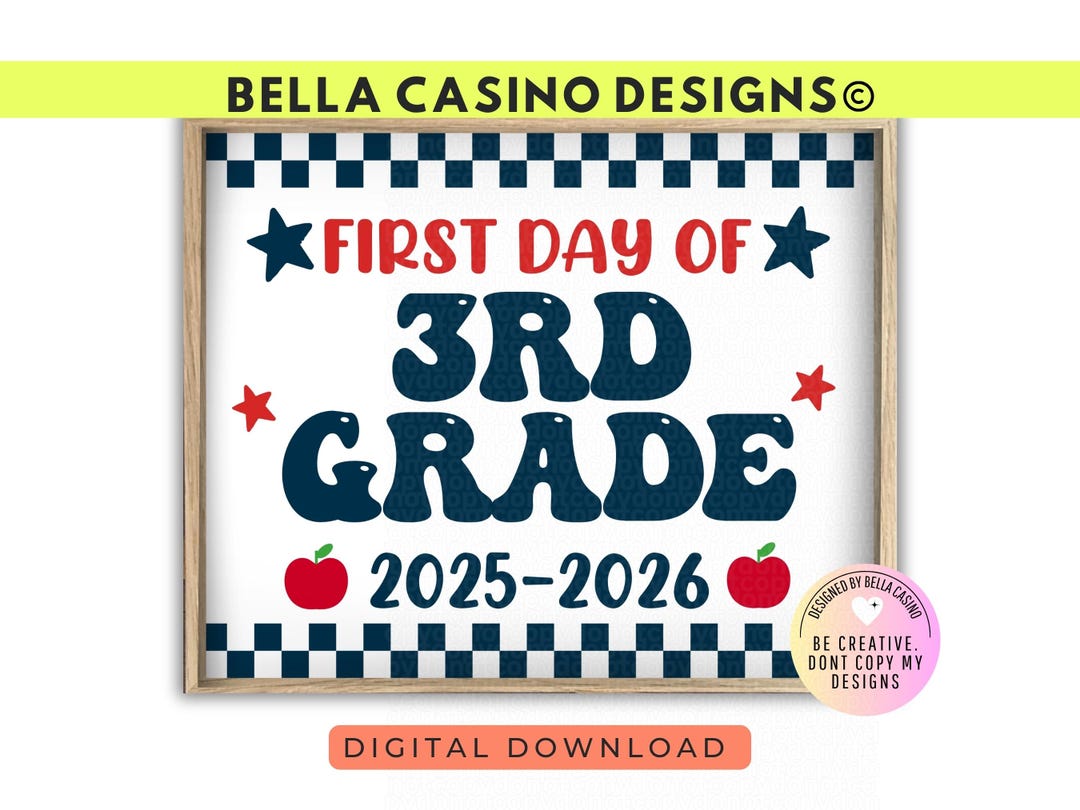 First Day of 3rd Grade Sign Printable - Digital Download - Etsy