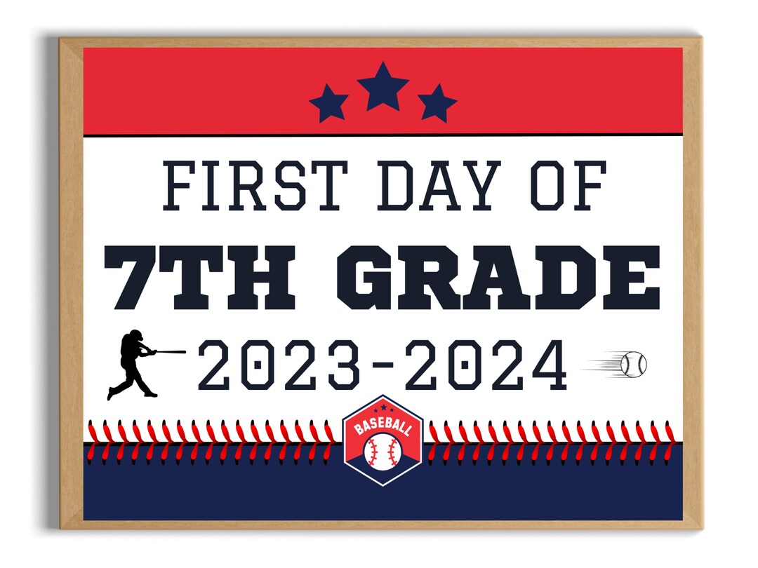 First Day of 7th Grade Sign, First Day of School Sign, Printable 7th