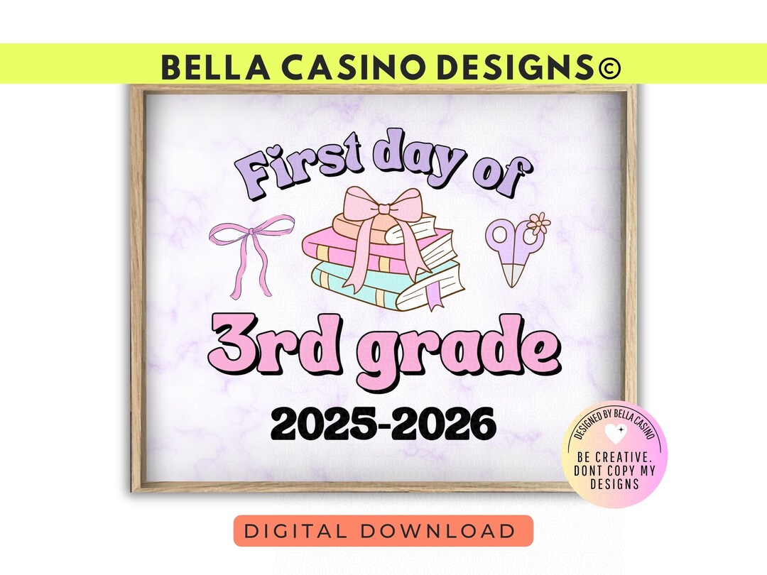 First Day of 3rd Grade Sign Printable - Digital Download - Etsy