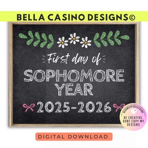 First Day of Sophomore Year Sign Printable - Digital Download