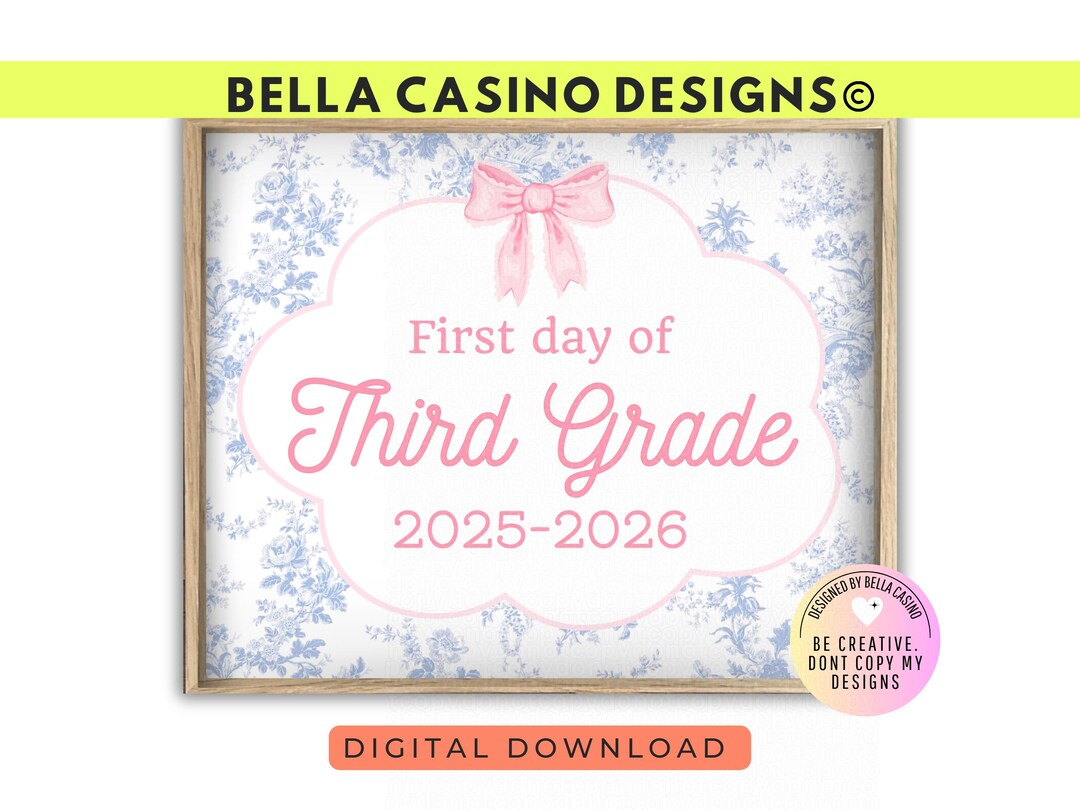First Day of 3rd Grade Sign Printable - Digital Download - Etsy