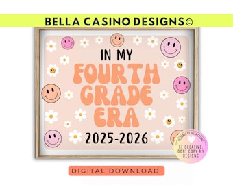 First Day of 4th Grade Sign Printable - Digital Download