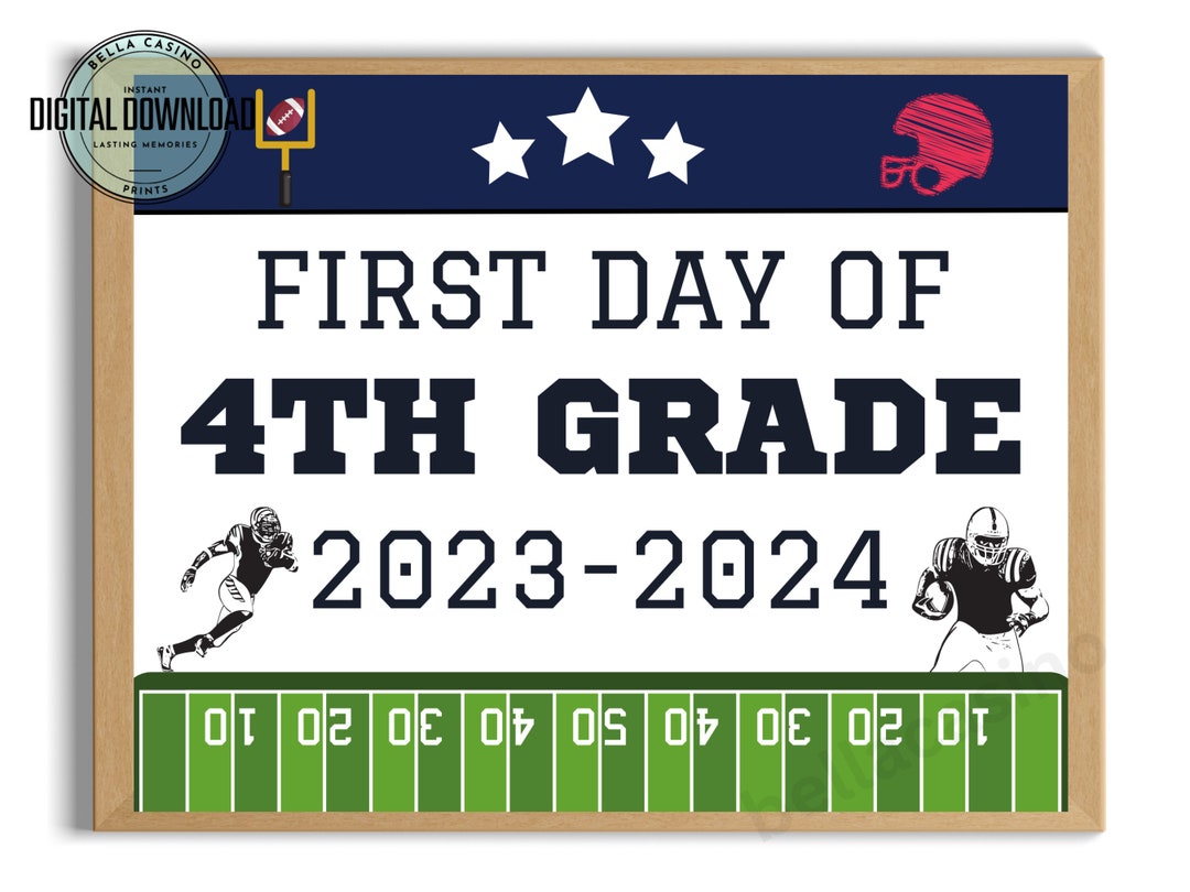 First Day of 4th Grade Sign, First Day of School Sign, Printable 4th ...